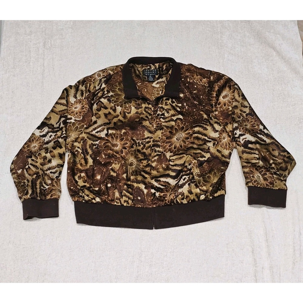 EUC Vintage 90's Spenser Jeremy Sz 2X Silk Sunflower Print Lined Bomber Jacket